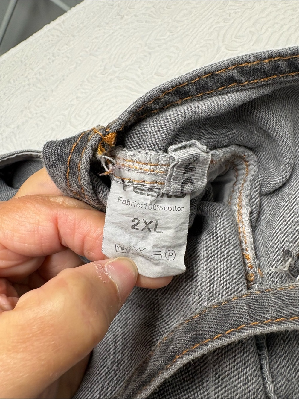 Gray Denim Overalls with Contrast Stitching - Size 2XL - Picture 10 of 10